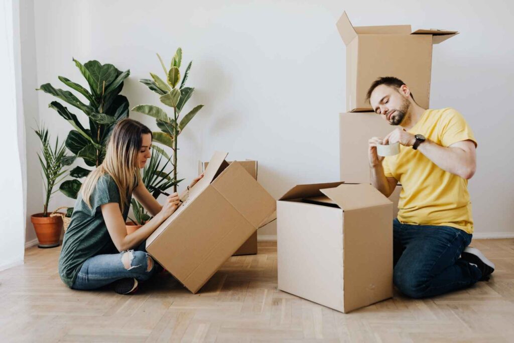 couple packing boxes and valuables