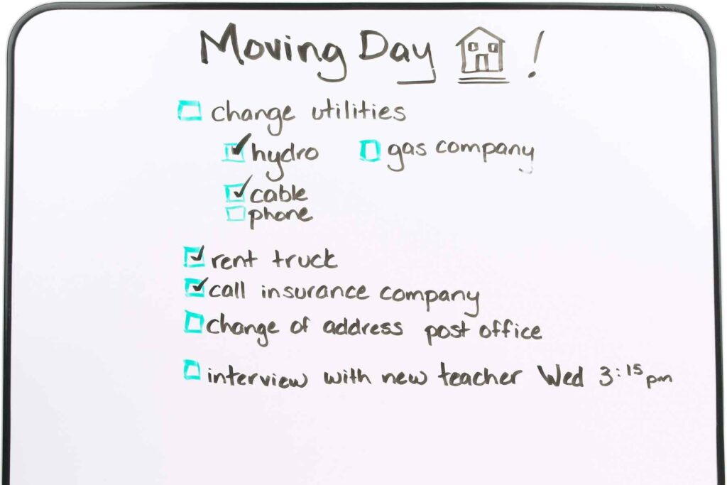 pre-moving planning checklist