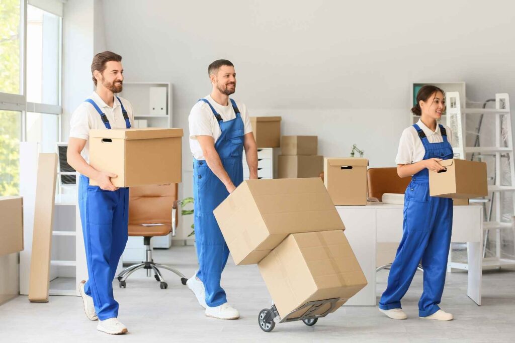 professional movers carrying boxes key moves